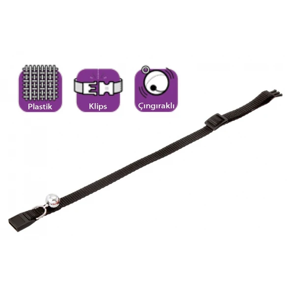 Karlıe Kedi Boyun Tasması Çıngıraklı Siyah 30 Cm ürün görseli 1