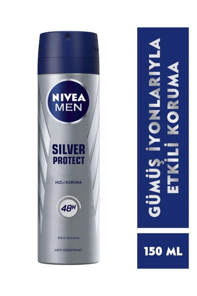 Nivea Men Erkek Sprey Deodorant Silver Protect 48 Saat Anti-perspirant Koruma 150ml - Resim 2