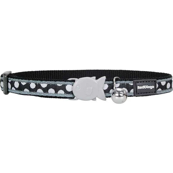 Red Dingo Siyah Üzerine Beyaz Benekli Kedi Boyun Tasması 12 mm ürün görseli 1
