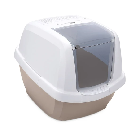 Imac Maddy Kapalı Kedi Tuvaleti Bej Beyaz 65x47,5x47,5 Cm ürün görseli 1
