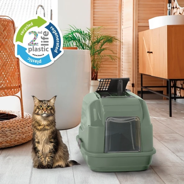 Imac Easy Cat 2nd Lıfe Kapalı Kedi Tuvaleti Yeşil 50x40x40 Cm - Resim 2