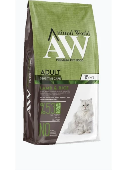 Animal World Sensitive Kuzu Etli Hassas Kedi Maması 15 kg ürün görseli 1