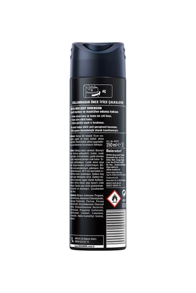 Nivea Men Erkek Sprey Deodorant Deep Dimension 150ml,48 Saat Anti-perspirant Koruma - Resim 3