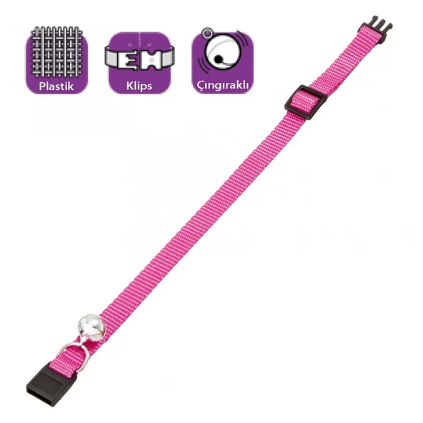 Karlıe Kedi Boyun Tasması Çıngıraklı Pembe 30 Cm ürün görseli 1