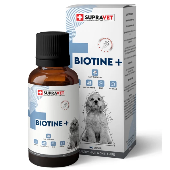 Supravet Plus +b For Dogs Biotine Damla  Köpekler Için Tüy Sağlığı Damlası + Zinc + Multi Vitamin 100 ml ürün görseli 1