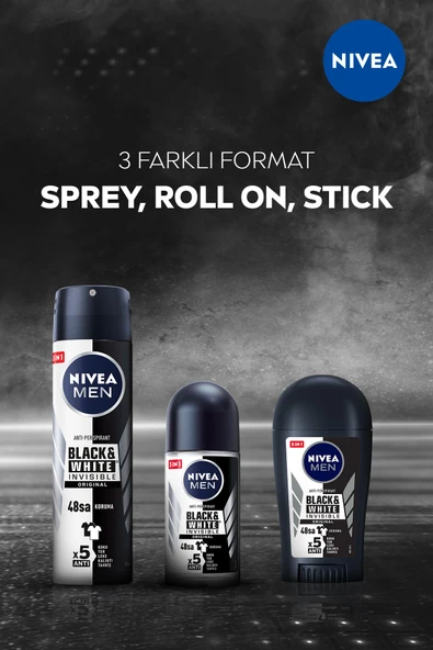 Nivea Men Erkek Sprey Deodorant Black&white Invisible Original 150ml,48 Saat Anti-perspirant Koruma - Resim 7