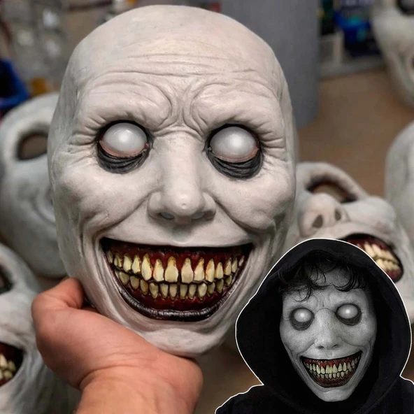 Dehşet Gülüşlü Donuk Göz Efektli Korku Maskesi 22x18 cm ürün görseli 1