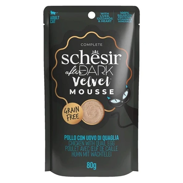 Schesir After Dark Tavuklu ve Bıldırcın Yumurtalı Kedi Pouch Maması 80 Gr ürün görseli 1