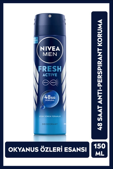 Nivea Men Erkek Sprey Deodorant Fresh Active 48 Saat Deodorant Koruması 150ml ürün görseli 1