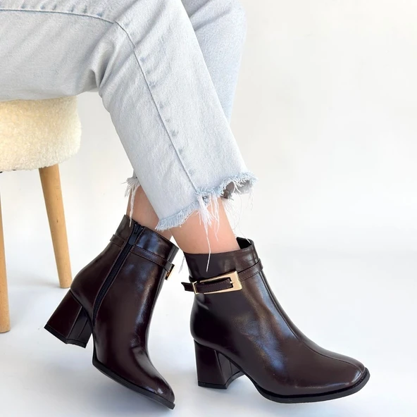 Rivav Acı Kahve Rugan Topuklu Bot - Resim 4