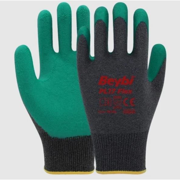 Beybi PL17 Flex Likralı İpten Örme Lateks Eldiven NO:9 Yeşil ürün görseli 1