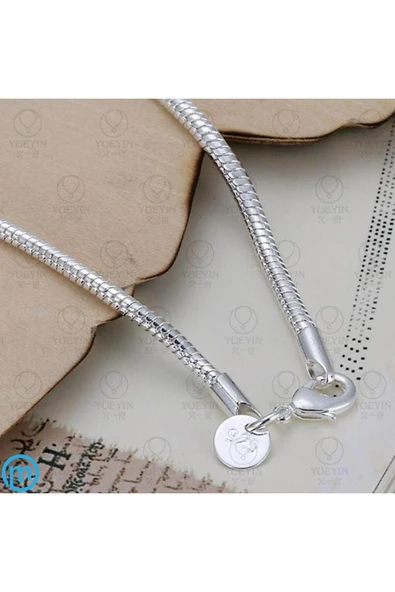925 Ayar Kadın Erkek Unisex Gümüş Yılan Bileklik Hediyelik - Resim 6