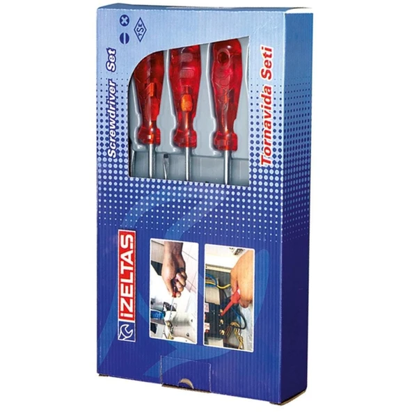 İzeltaş 4100 Düz Tornavida Takımı 8 Parça Kraft - Resim 3