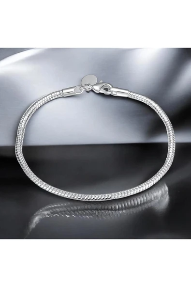 925 Ayar Kadın Erkek Unisex Gümüş Yılan Bileklik Hediyelik - Resim 12