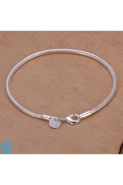 925 Ayar Kadın Erkek Unisex Gümüş Yılan Bileklik Hediyelik - Resim 9