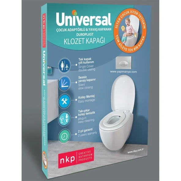 NKP Üniversal Çocuk Adaptörlü Yavaş Kapanır Klozet Kapağı - Resim 14