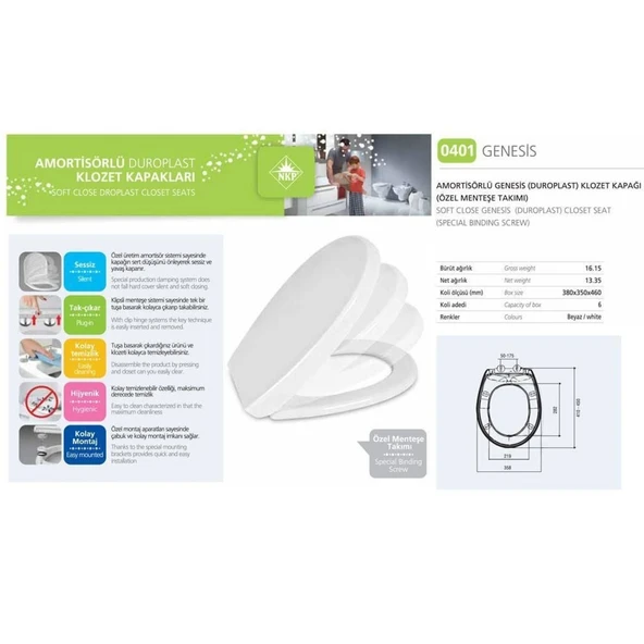 NKP Genesis Amortisörlü+Tak Çıkar Klozet Kapağı - Resim 6
