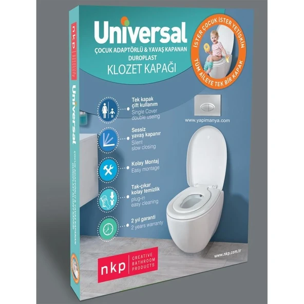 NKP Üniversal Çocuk Adaptörlü Yavaş Kapanır Klozet Kapağı - Resim 3