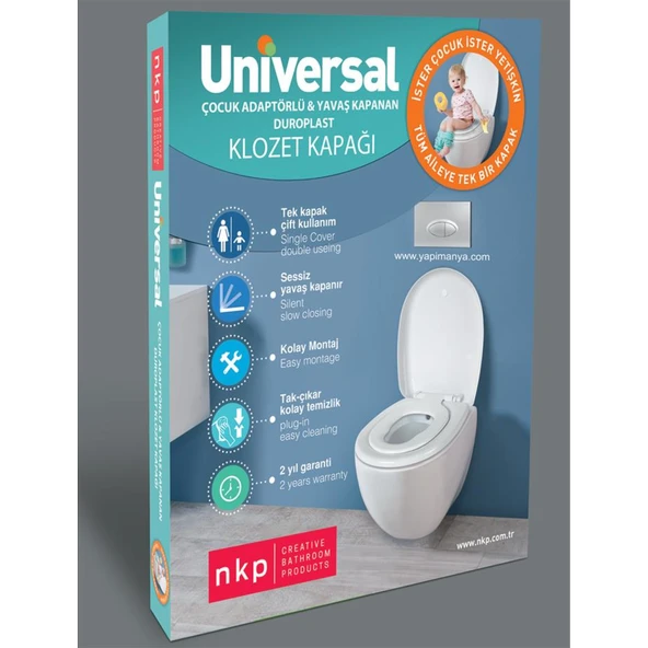 NKP Üniversal Çocuk Adaptörlü Yavaş Kapanır Klozet Kapağı - Resim 12