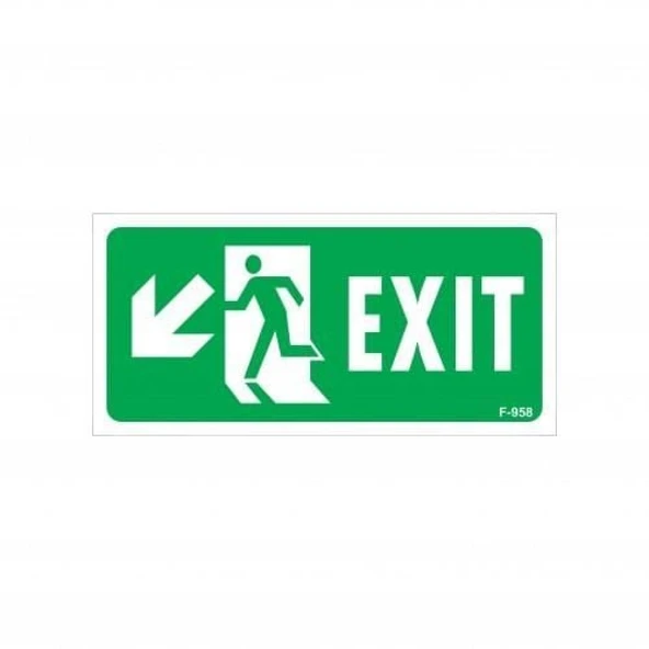 Exit Sol Aşağı Uyarı Levhası 17,5x25 KOD:958 - Resim 2
