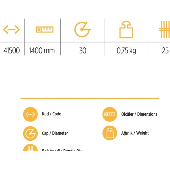 YKS 41500 Tırmık Sapı 140 cm - Resim 2