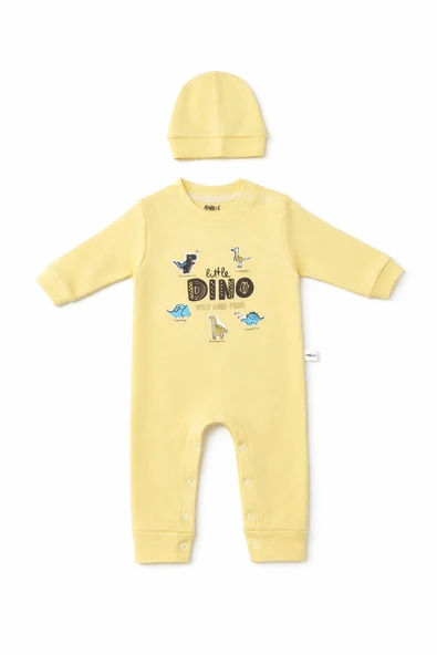 Şapkalı Dino Erkek Bebek Tulum - Resim 2