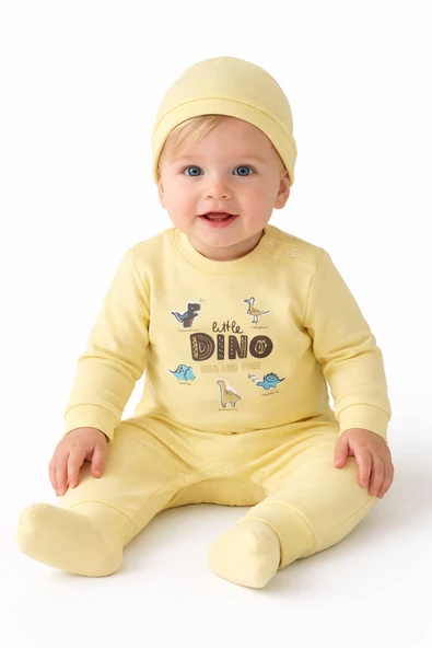 Şapkalı Dino Erkek Bebek Tulum ürün görseli 1