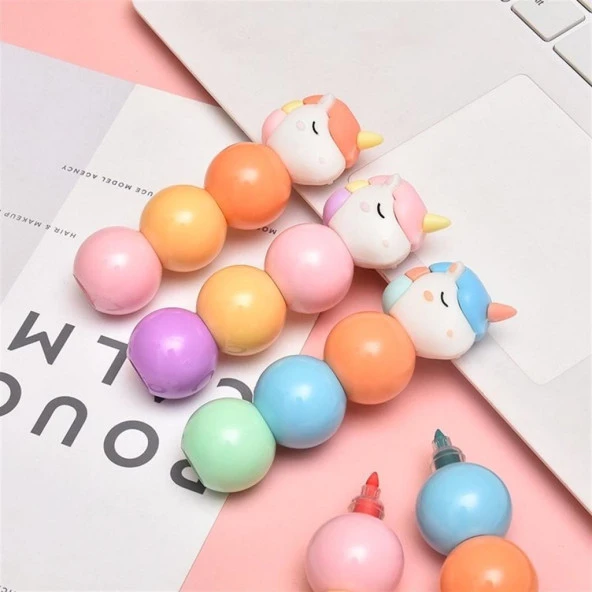 Hdmarketim 3 Adet Unicorn 3 Renk Fosforlu Kalem