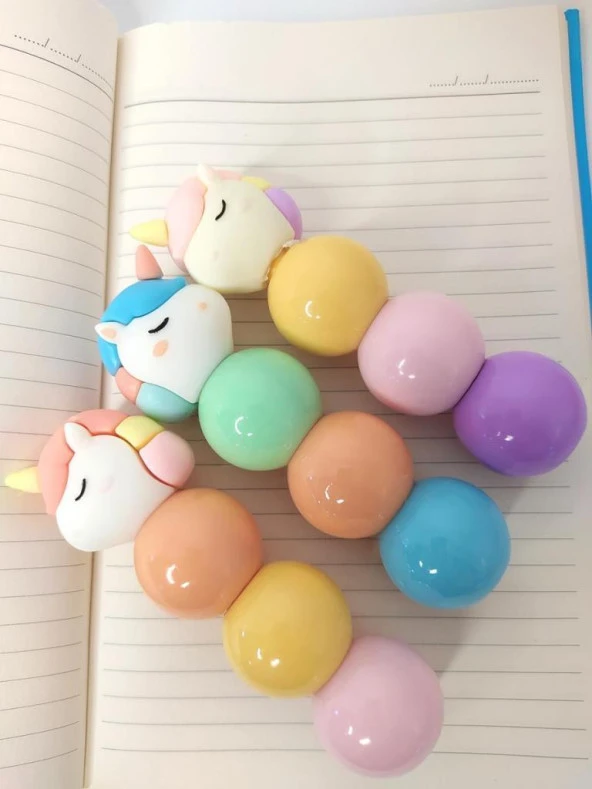 Hdmarketim 3 Adet Unicorn 3 Renk Fosforlu Kalem - 6