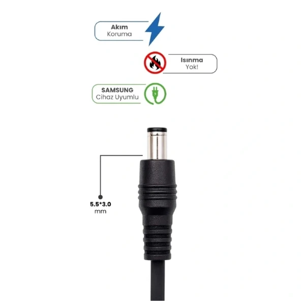 19v 4.74a 5.5 * 3.0mm 90w Samsung İçin Laptop Adaptör - Resim 2
