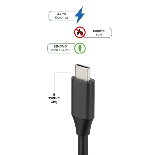 20v 3.25a Type-c 65w Lenovo İçin Laptop Adaptör - Resim 2