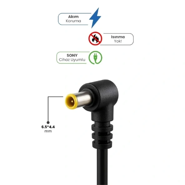 19.5v 4.7a 6.5 * 4.4mm 90w Sony İçin Laptop Adaptör - Resim 2