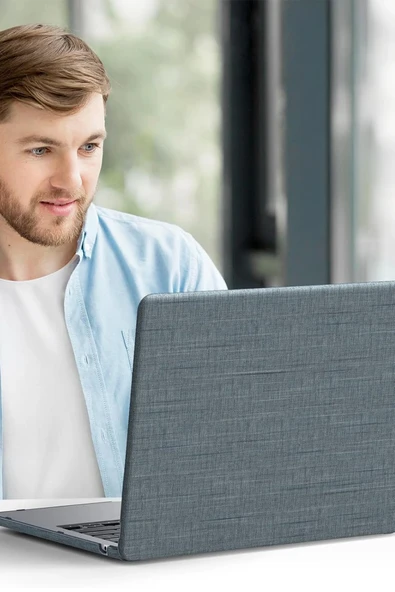 HarmonyAura Macbook Air 13.6 Macbook Kumaş Kapak - Gri - Resim 4