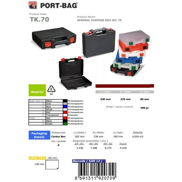 PortBag TK70 Çok Amaçlı El Aleti Çantası - Resim 4
