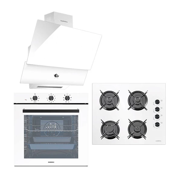 Luxell 88 Litre Süper Kristal Beyaz Cam Ankastre Set ürün görseli 1