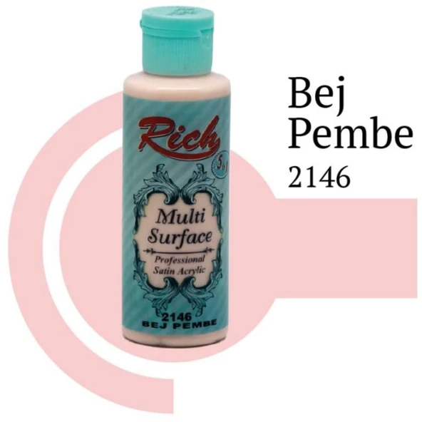 Rich Multi Surface 2146 Bej Pembe Akrilik Boya 120 cc ürün görseli 1