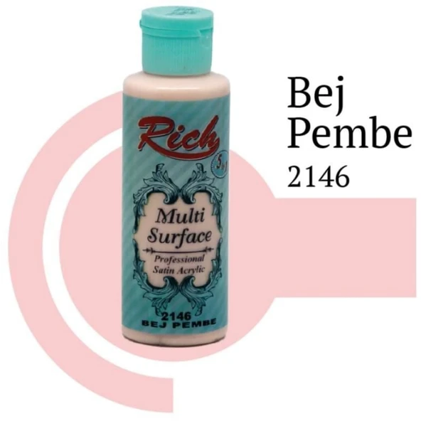 Rich Multi Surface 2146 Bej Pembe Akrilik Boya 120 cc - Resim 2
