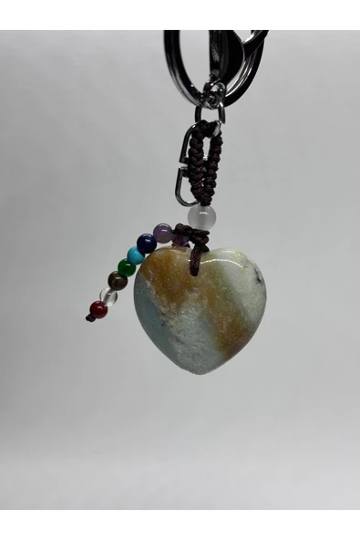 gemsartdeco AMAZONİT DOĞALTAŞ ANAHTARLIK CHARM KALP