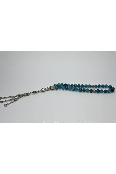 gemsartdeco MAVİ AKİK İLETİŞİM TAŞI DOĞALTAŞ TESBİH