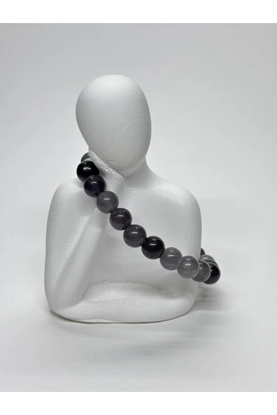 gemsartdeco AKİK DOĞALTAŞ BİLEKLİK DUMAN GRİ