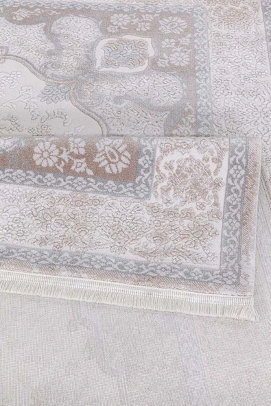 İpek Halı Saklıköy 3119a Gri Bej Yumuşak Dokulu Tok Dokuma Modern Salon, Mutfak, Oturma, Çocuk Odası Halısı - Resim 4