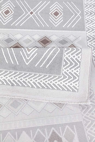 Home Dalida 3214A Yumuşak Dokulu İskandinav Desenli Gri Krem Salon, Mutfak, Oturma, Çocuk Oda Halısı - Resim 4