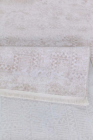 İpek Halı Alaçatı 2602a Krem Bej Yumuşak Dokulu Modern Salon, Mutfak, Oturma, Çocuk Odası Halısı - Resim 3