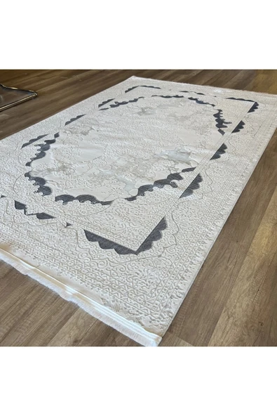 İpek Halı Sihir 17351 Beyaz Mavi Modern Salon Halısı - Resim 2