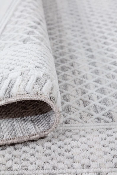 İpek Halı Dalida 3209A Yumuşak Dokulu İskandinav Desenli Gri Krem Salon, Mutfak, Oturma, Çocuk Oda Halısı - Resim 4