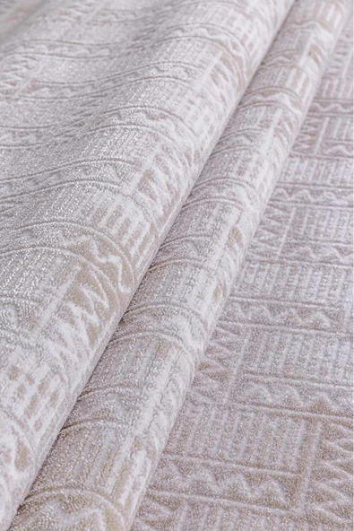 İpek Halı Alaçatı 2602a Krem Bej Yumuşak Dokulu Modern Salon, Mutfak, Oturma, Çocuk Odası Halısı - Resim 2