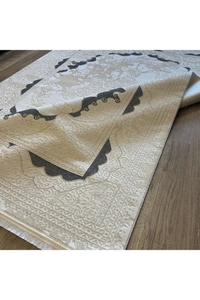 İpek Halı Sihir 17351 Beyaz Mavi Modern Salon Halısı - Resim 3