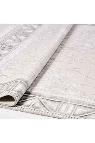 İpek Halı Sihir 17357 Beyaz Mavi Modern Salon Halısı - Resim 3