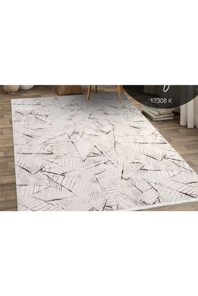 İpek Halı Sihir 17308 Beyaz Kahve Modern Salon Halısı - Resim 2