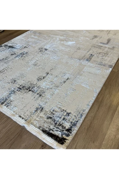 İpek Halı Sihir 17354 Beyaz Gri Modern Salon Halısı - Resim 4